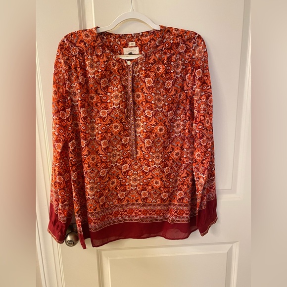 LOFT Red Patterned Blouse - Picture 1 of 4